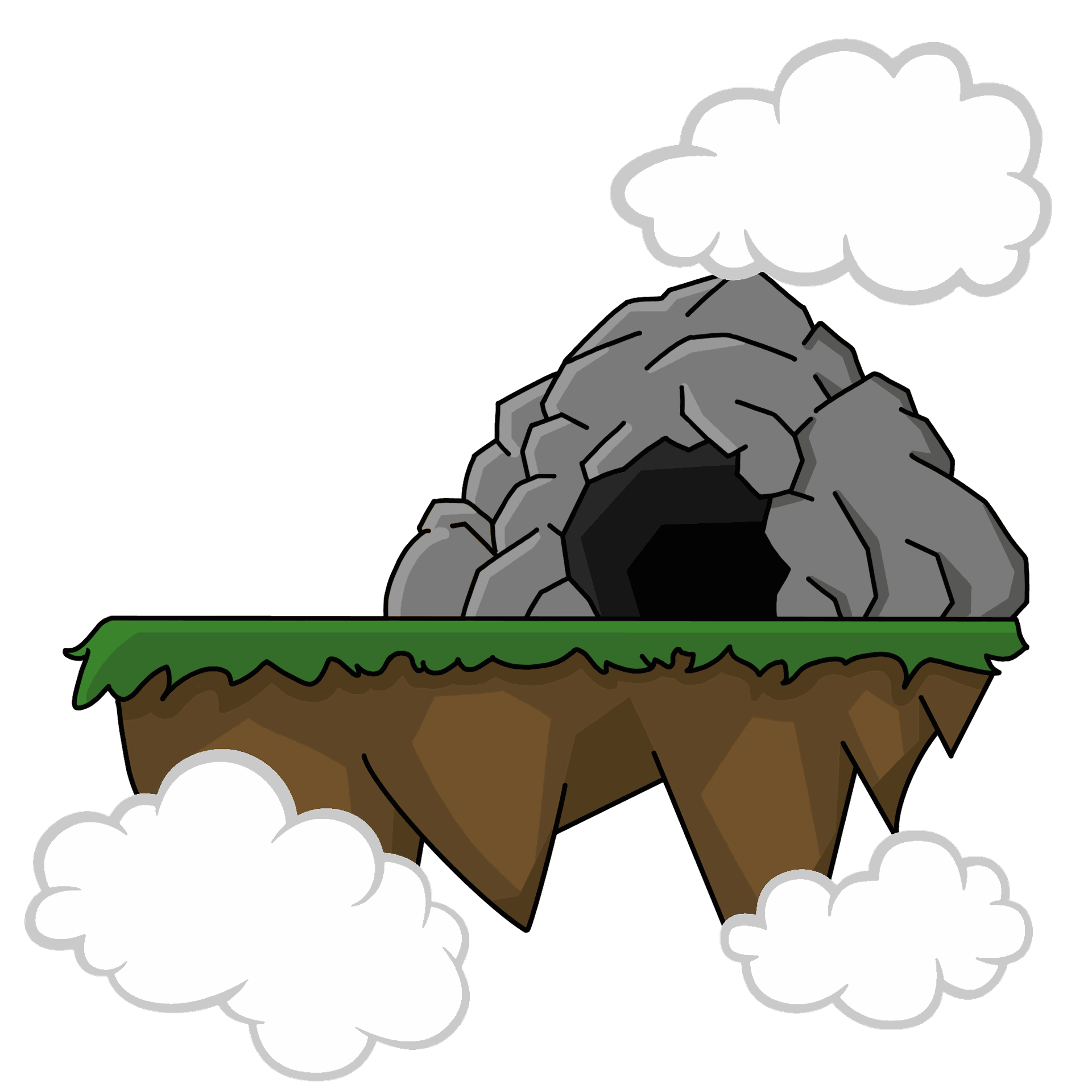 Cave on floating island logo
