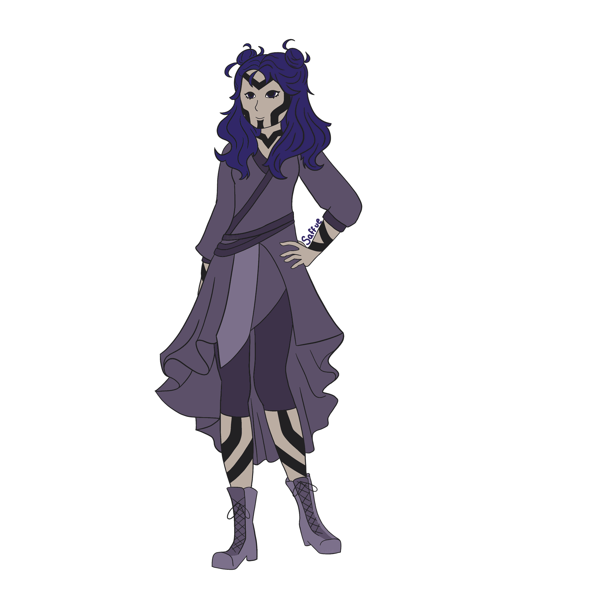 Half Giant child, girl, block shading, full body