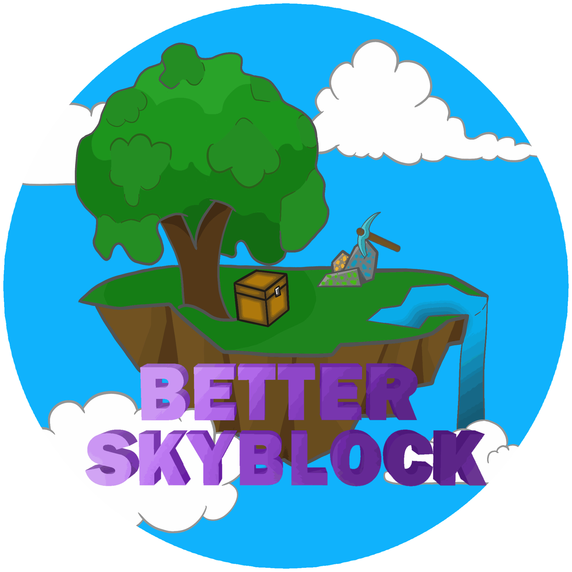 Floating island with tree and a chest for Skyblock logo