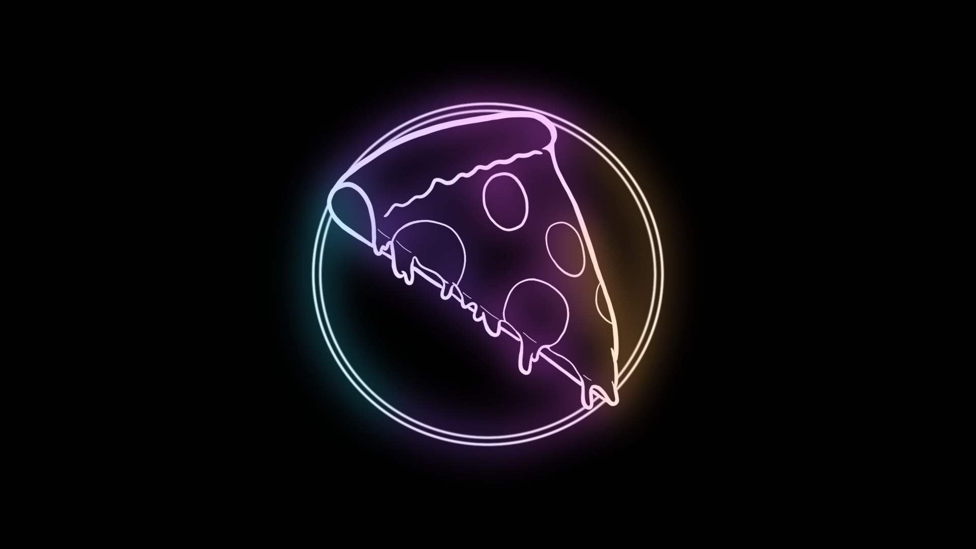 Colourful pizza lineart logo in a circle